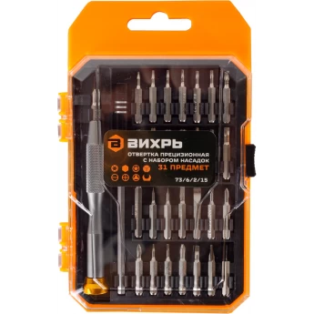 Отвертка прецизионная ВИХРЬ с набором насадок, 31 предмет в кейсе Отвертка прецизионная ВИХРЬ с набором насадок, 31 предмет в кейсе
